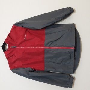 Eddie Bauer kids rain Windbreaker jacket M 10/12 gray hooded zipper outdoor